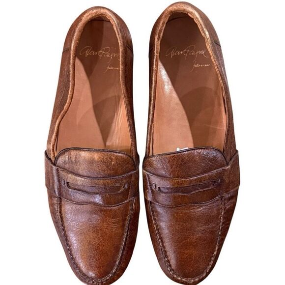 ALAN PAYNE Genuine Exotic Deerskin Shoes Penny Loafers Brown Vero Cuoio Leather